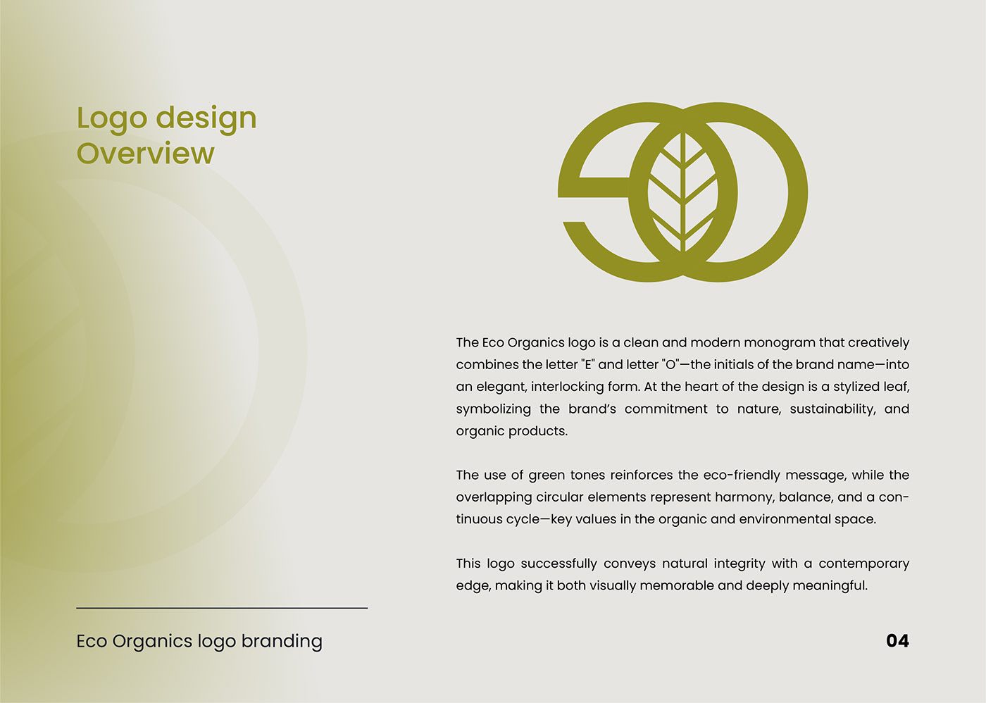 Eco Organics logo design overview page
