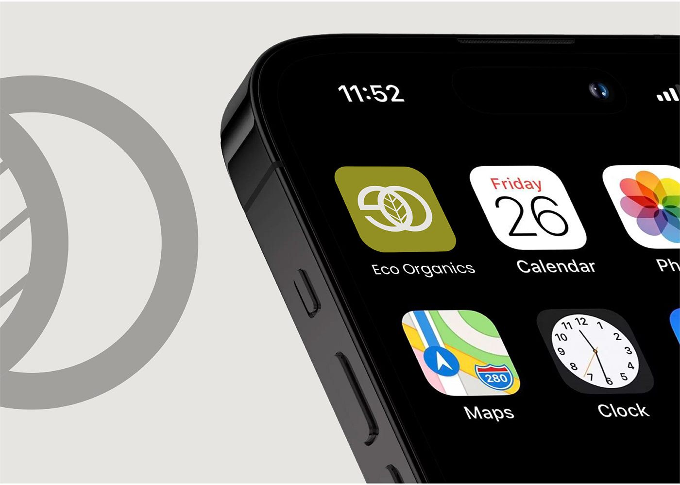 Eco Organics app icon on a smartphone home screen