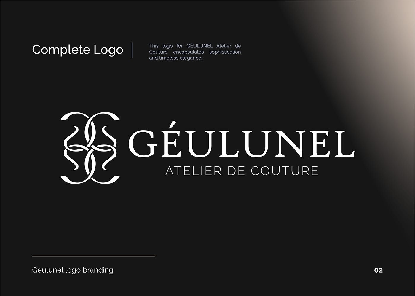 Géulunel full logo in white on black