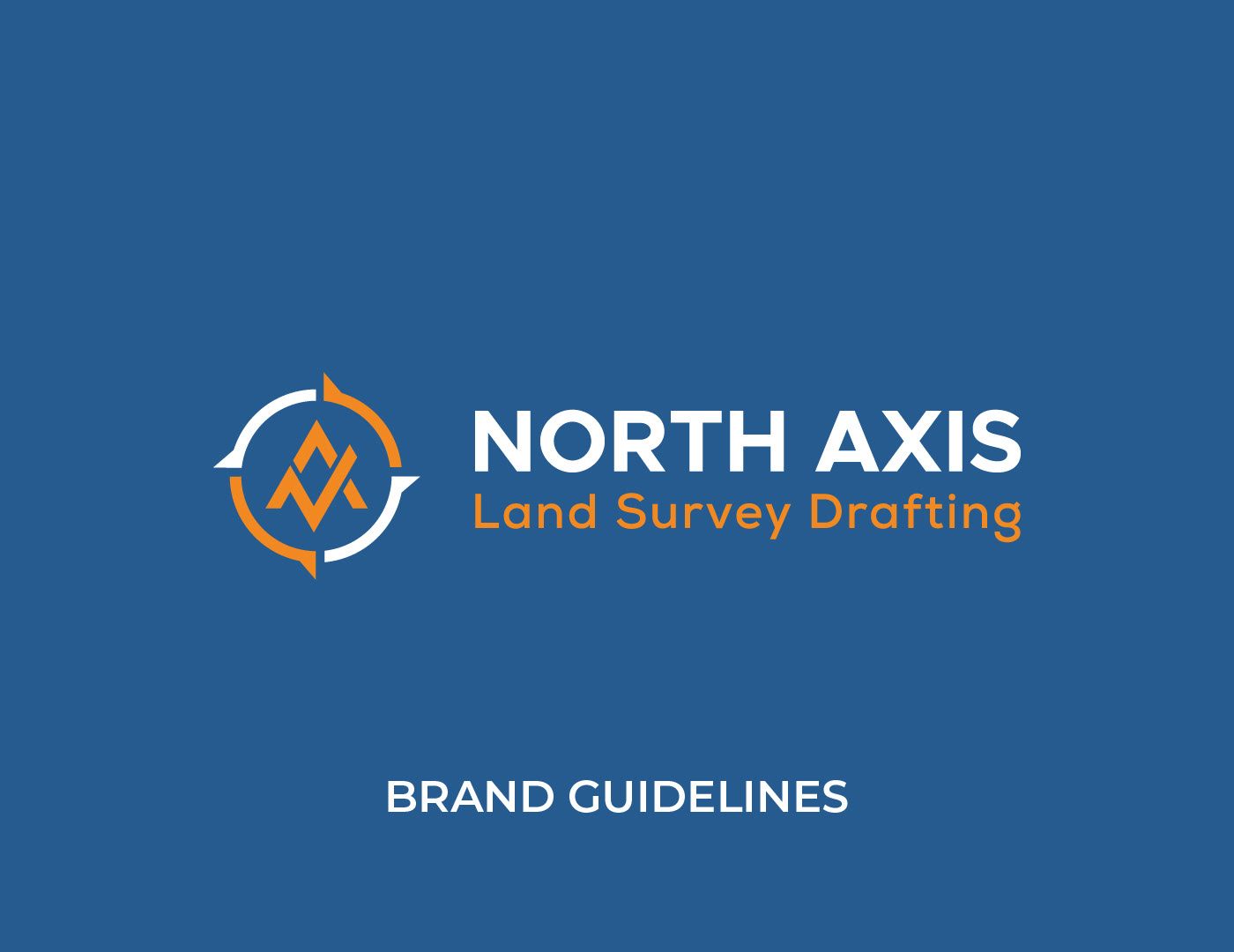 North Axis Land Survey Drafting logo on a blue brand guidelines cover