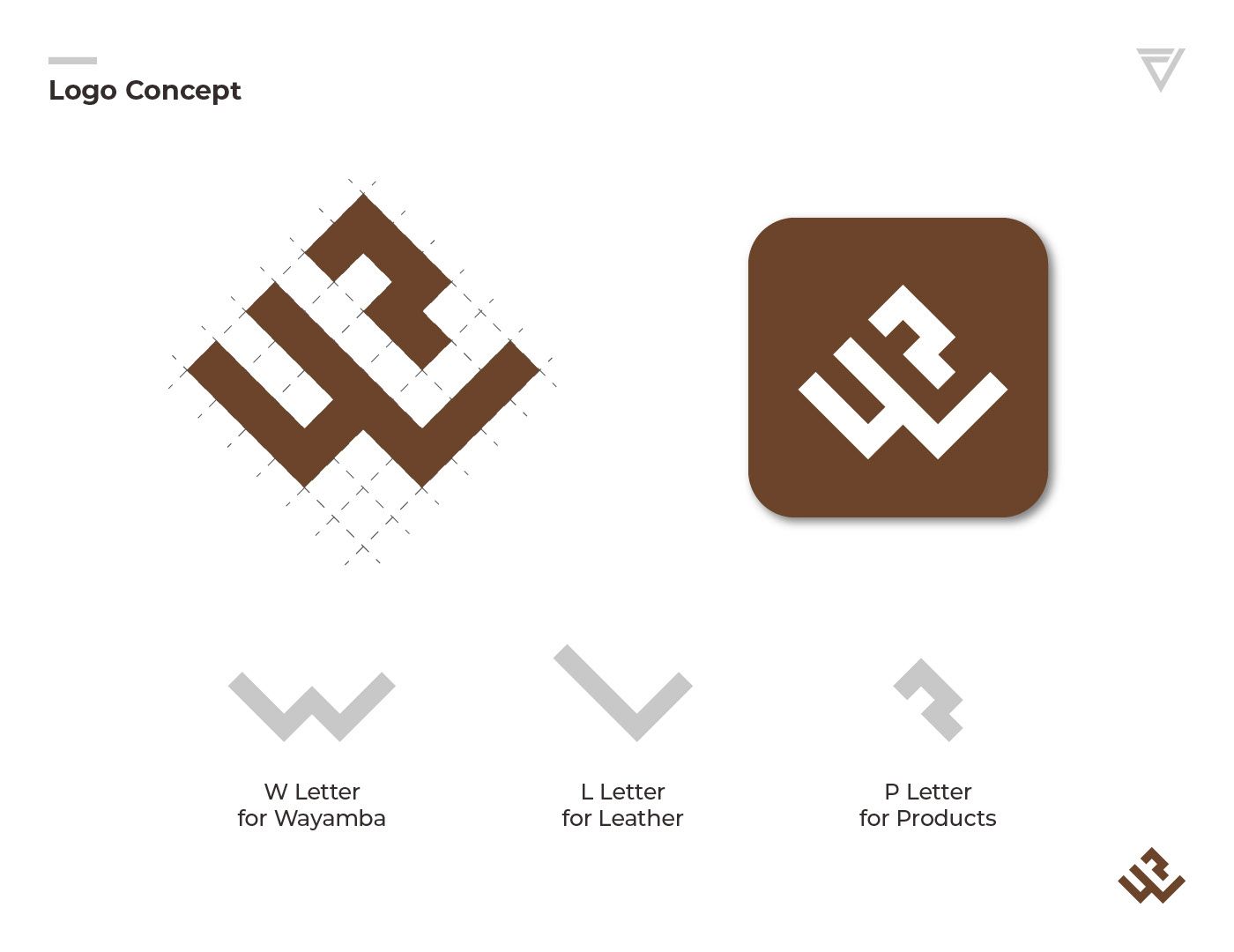 Wayamba logo concept: W, L and P letters forming the mark
