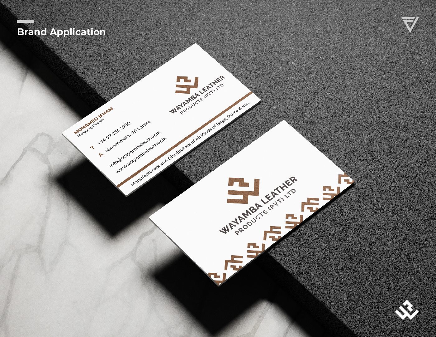 Wayamba business cards on marble